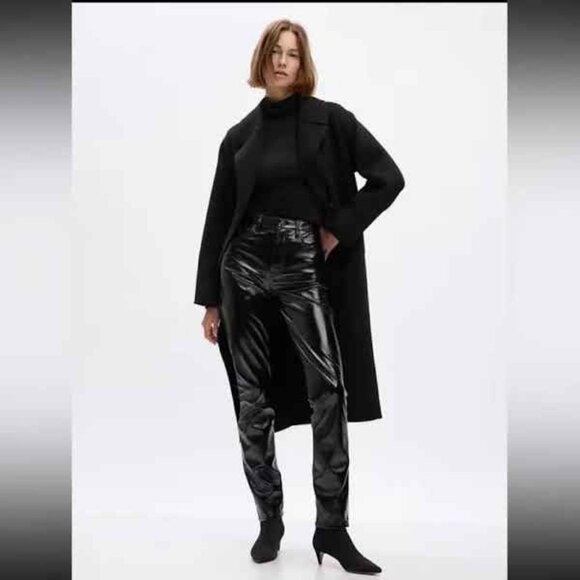 NWT Gap Vintage Slim High Rise Black Faux Leather Pants Womens 24/00 90s Y2K - Picture 6 of 8